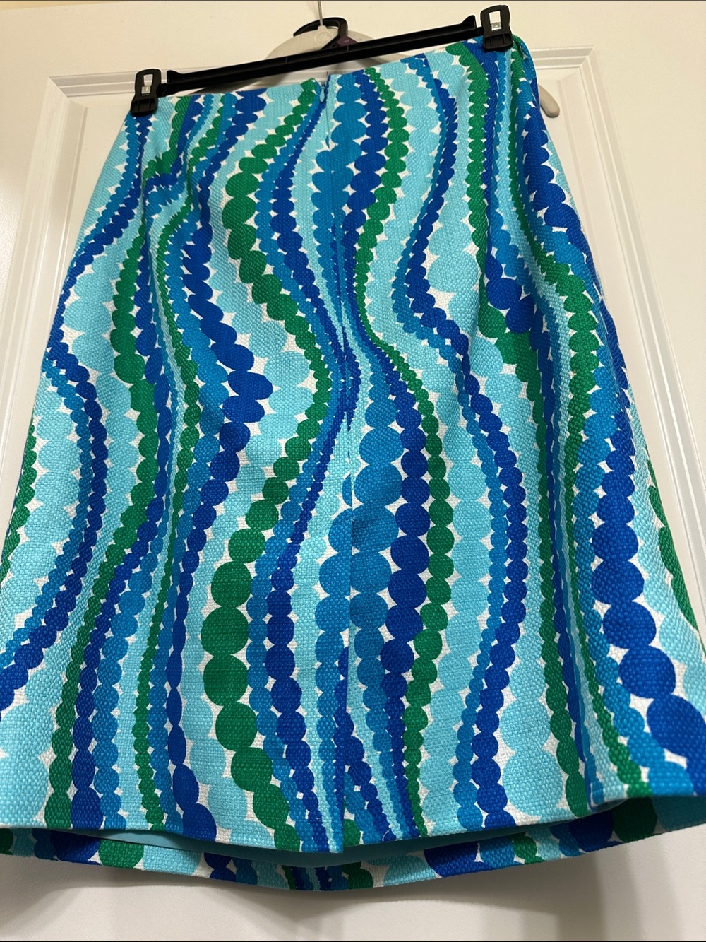 Talbots Women’s Teal, Royal Blue & Green Wave-Print Skirt- Size 12 - Picture 4 of 6